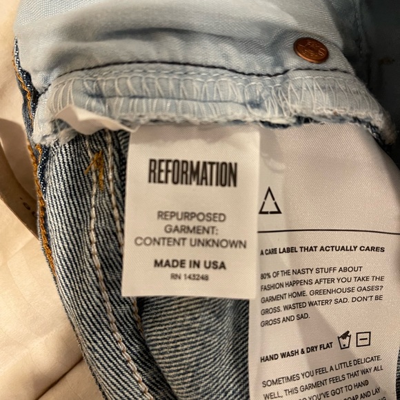 LEVIS 501 X REFORMATION DENIM JEAN CUT OFF 501 SHORTS - Picture 5 of 5